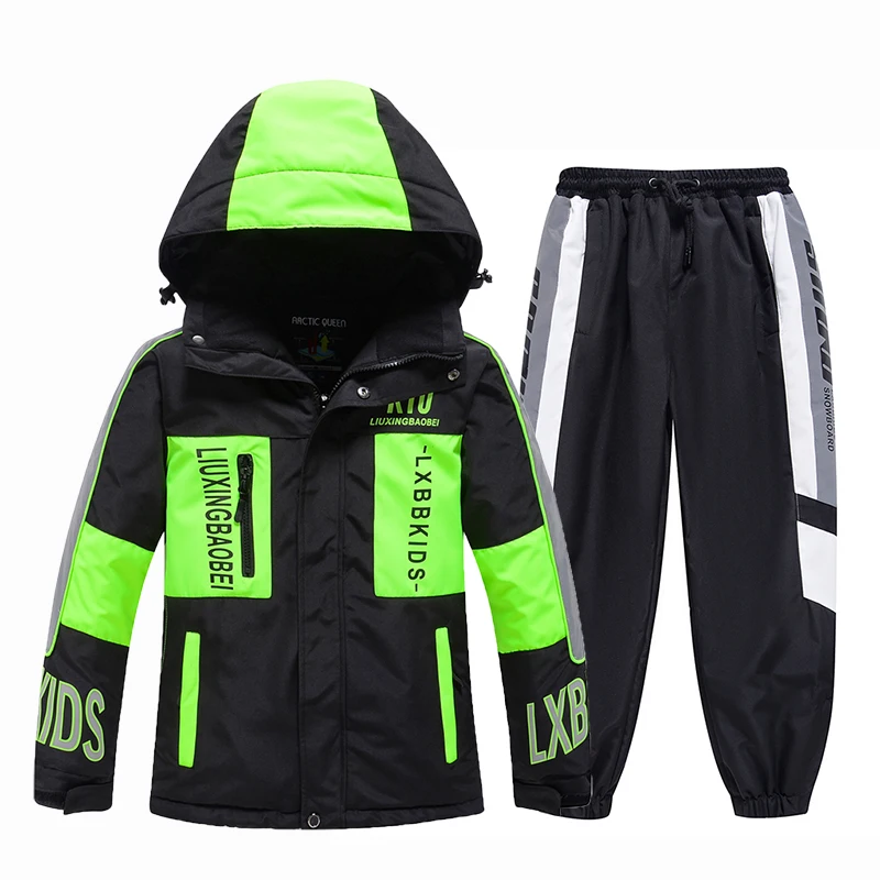 Children's Snow Suit Ski Suit Kids Winter Snowboard Clothes Warm Waterproof Outdoor Snow Jackets + Pants Set for Girls and Boys