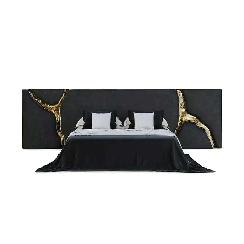 Light luxury Italian widescreen queen bed luxury senior villa master bedroom wedding bed modern simplicity