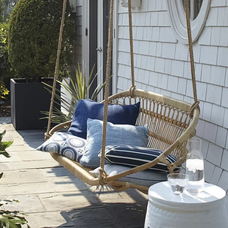 Double True Rattan Hanging Chair Hanging Basket Rattan Chair North Indoor Hammock Children's Swing ins Home