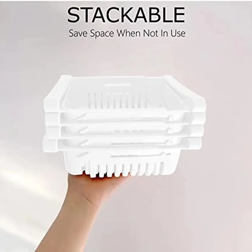 Multi Functional Refrigerator Storage Basket, Retractable Refrigerator Partition Storage Rack, Kitchen Drain