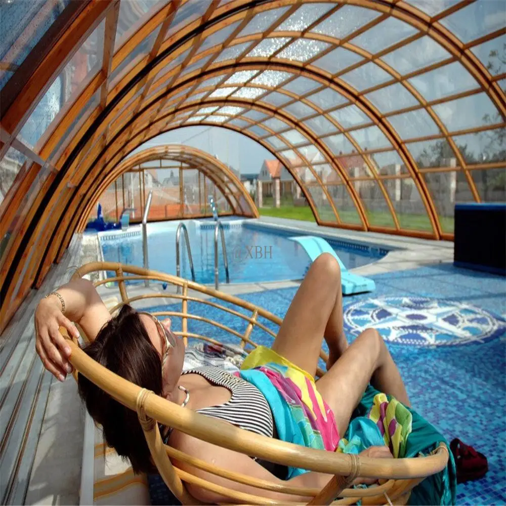 Any Size Custom Auto Manual Dual Mode Retractable Pool Cover Aluminum PVC Anti Aging Patio Garden Outdoor Pool Shelter