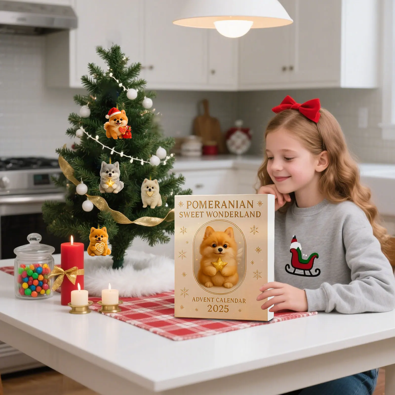 Lampki w słoiczku na baterie z timerem Słodki Kalendarz Adwentowy 2025 24 dni świątecznych niespodzianek Cyfrowy zegar z timerem dla psa Duży