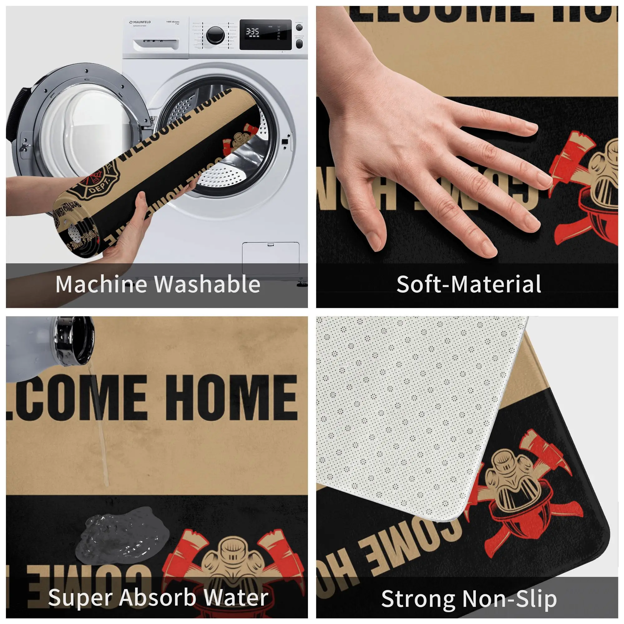 ترحيب المنزل تعال المنزل الآمن رجال الاطفاء الجبهة باب حصيرة المضادة للانزلاق في الهواء الطلق سريعة الجافة ممسحة الطابق حمام مدخل البساط السجاد