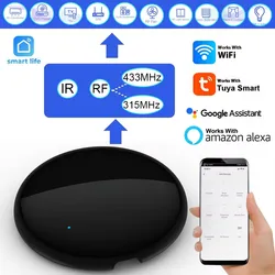 IR RF Wifi Remote Controller Infrared With RF 433 Receiver For Curtain Gate Opener Smartlife Tuya Smart Home Support Echo Dot