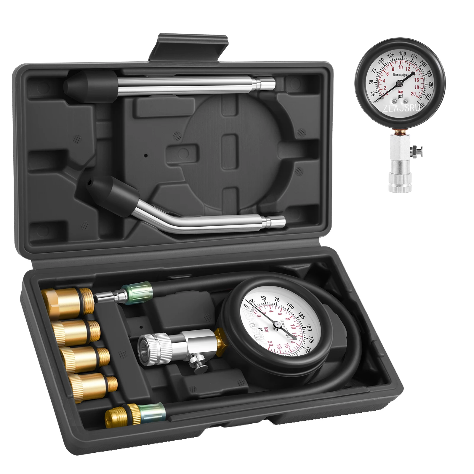 

Engine Compression Tester Kit 8PCS, 0-300 PSI Cylinder Pressure Test Tool for Gasoline Engines on Cars, Motorcycles, ATVs & Smal
