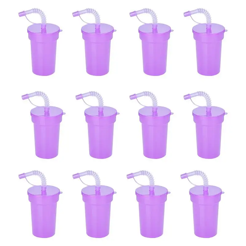 6/12/24Pcs Outdoor Cups Plastic Straw Ice Cup Large Capacity Cold Drinking Cup Fashion Water Bottle Party Travel Beverage Mug