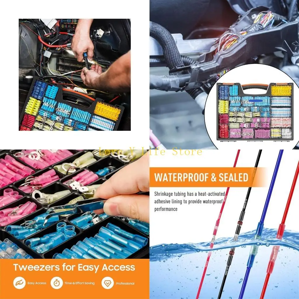 

L74C Электрик Выберите 1500 шт. Набор термоусадочных наконечников для обжима электрических проводов для профессионального