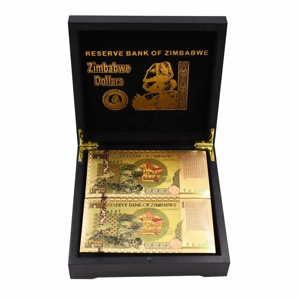 

100 pcs/box Zimbabwe One Bicentillion Dollars Gold Foil Banknotes in Box For Nice Gift