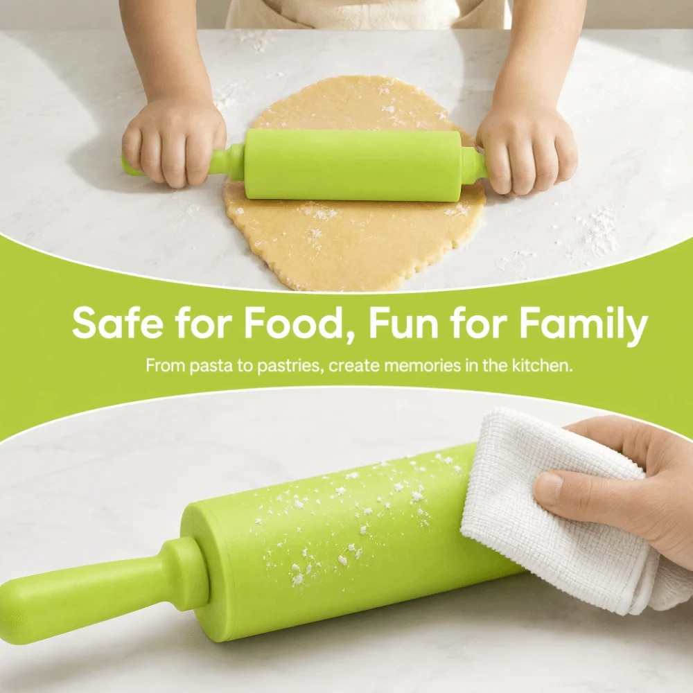 New PP Rolling Pin Handle Comfortable Grip Baking Rolling Pin Food Grade Easy Clean Non-Stick Rolling Pin Dough