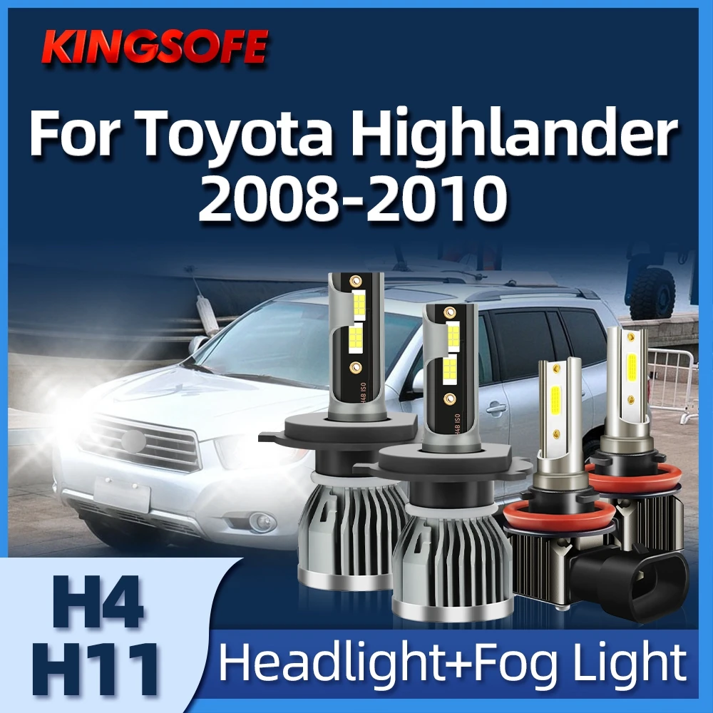 

KINGSOFE 2/4Pcs H4 H11 CSP COB LED Lamps Car Fog Light Headlights Bulbs Auto 12V 6000K For Toyota Highlander 2008 2009 2010