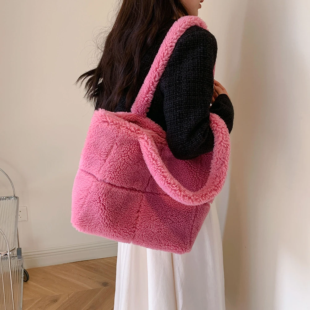 فو الفراء حقيبة يد المرأة عادية امبسوول حمل حقيبة خفيفة الوزن غامض حقيبة كتف فروي الإبط حقيبة المتسوق حقيبة حقيبة #2