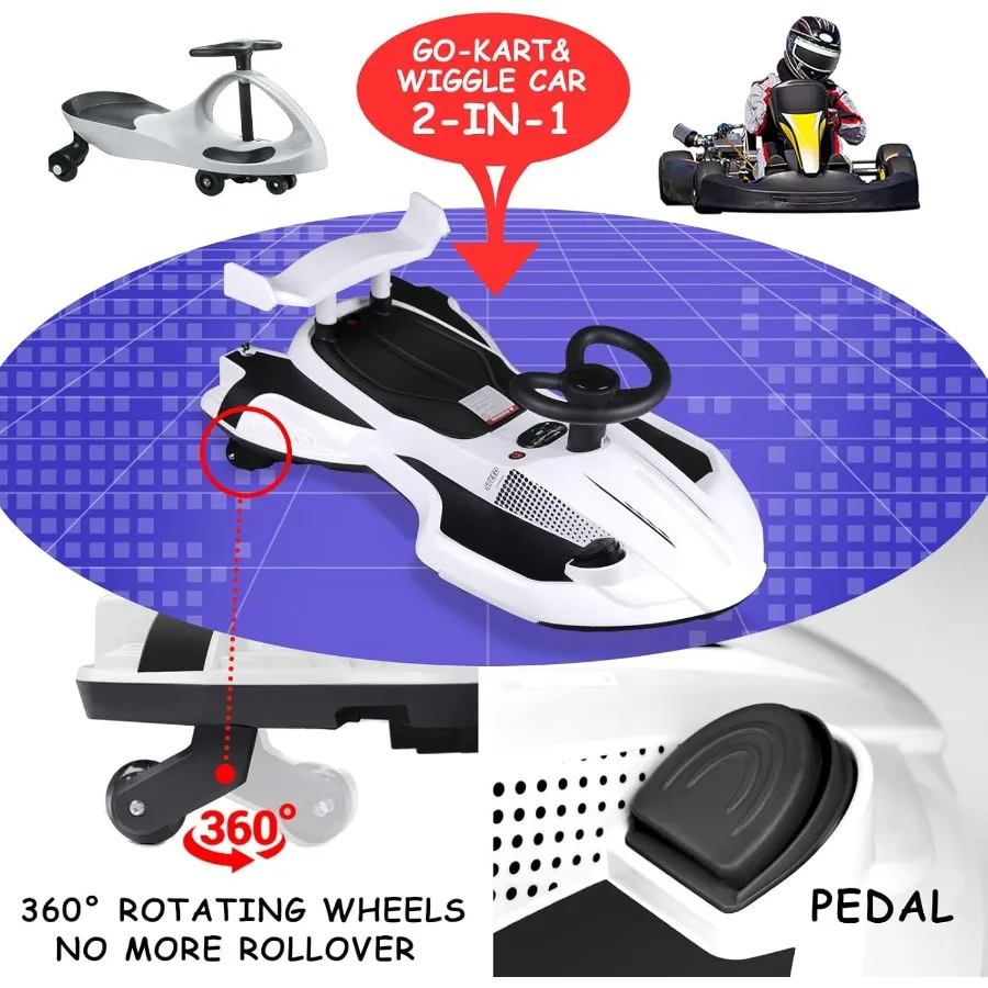 سيارة متذبذبة كهربائية 12 فولت على لعبة سيارة متأرجحة مع دواسة للأعمار من 3 سنوات فما فوق هدايا عيد ميلاد للبنين والبنات مضادة للانقلاب