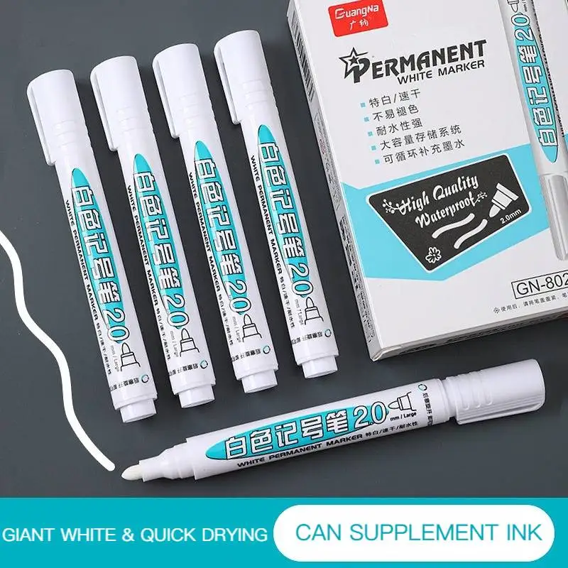 GN 6/1Pcs/Set Oily White Marker Pen Tire Painting Notebook Tyre Tread Environmental paint Pen Waterproof Permanent Graffiti Pens