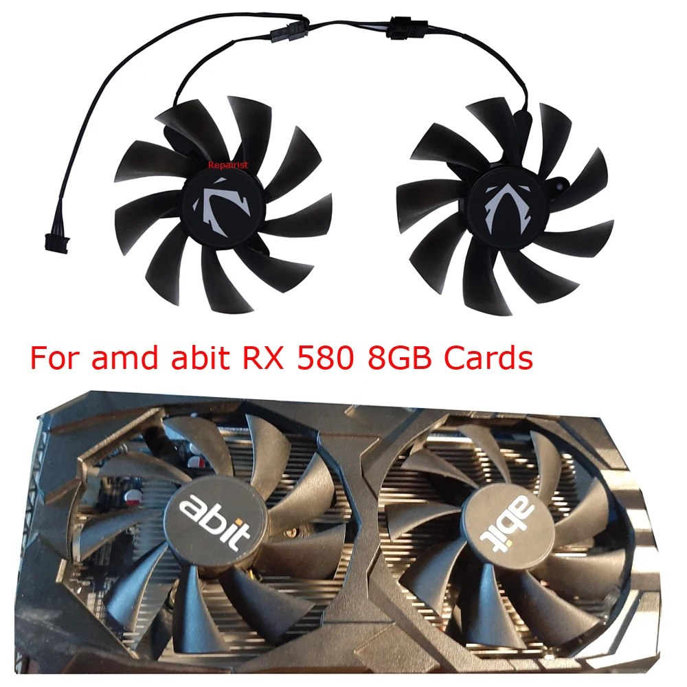 2Pcs/Set,Video Card Fan,XY-D09015B,VGA Cooler,For MLLSE SZSJKJ jieshuo abit 51RISC Alseye RX580 RX 580 8GB,Graphics Card Cooling