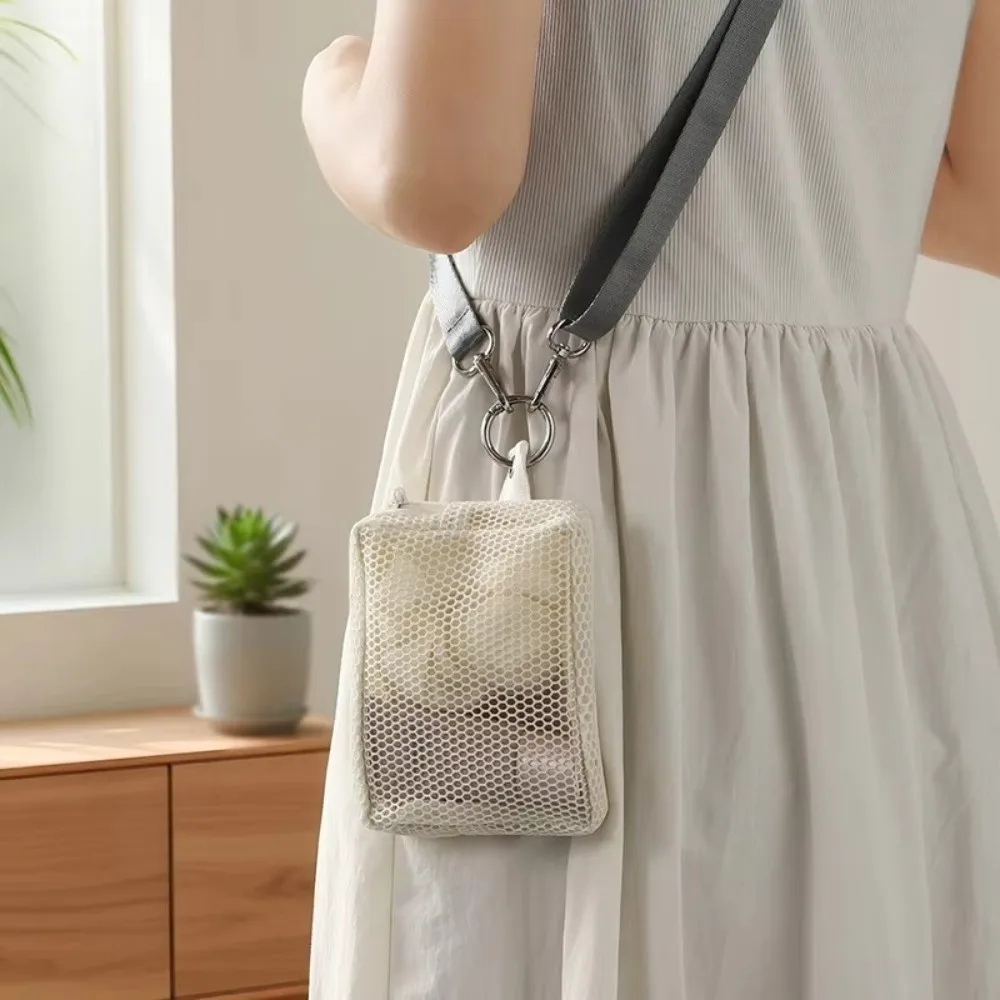 Creative Mesh Storage Bag See-Through Large Capacity Handheld Toiletry Bag Portable Coin Purse