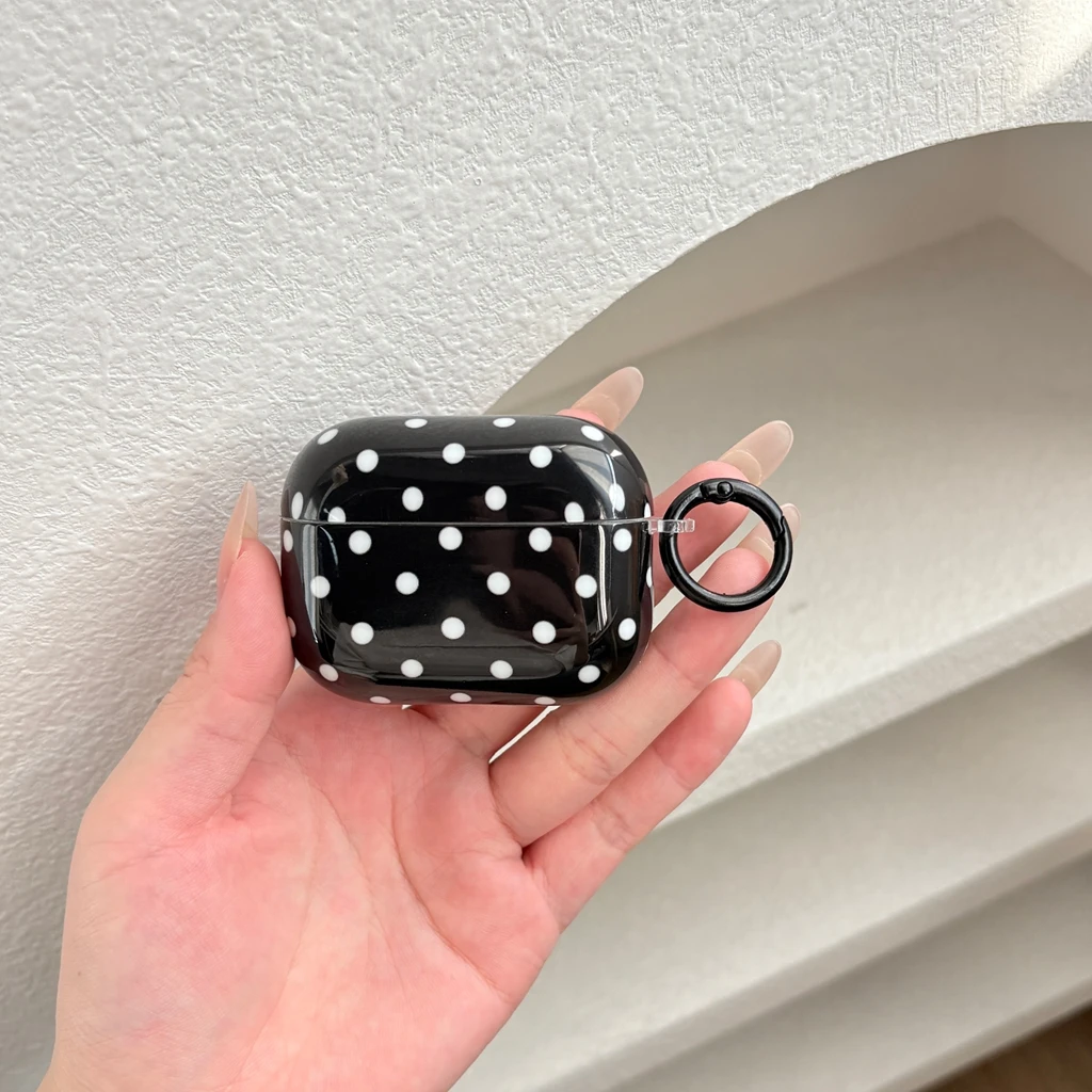 سيمبلي لون الاصطدام أسود أبيض موجة نقطة لصق هوك حقيبة سماعة الاذن غطاء ل AirPods 1 أو 2 3 4 Pro 2 Pro 3