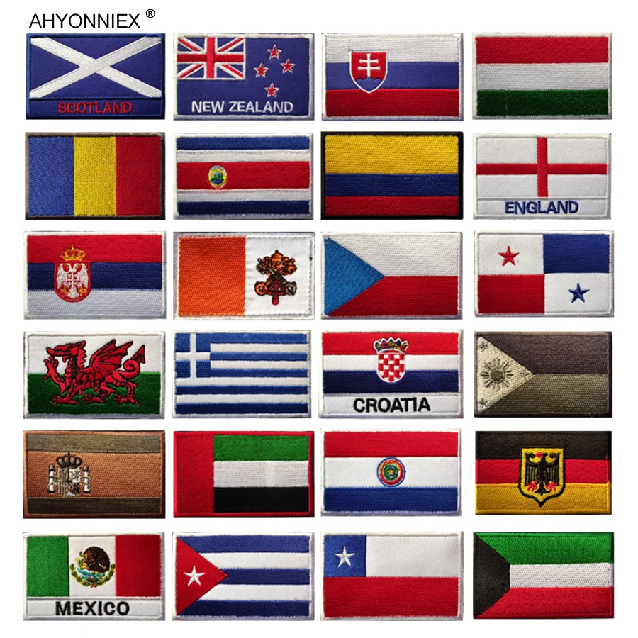 1PC Embroidery Fabric Flag Patch World Wide Africa EU Asia America Outdoor Packing Stickers For Jacket Jeans Clothing DIY