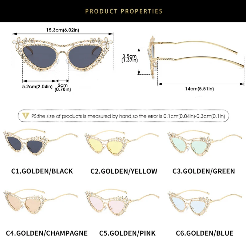 JNPCXI Ins الساخن القط العين النساء النظارات الشمسية الماس الجوف زهرة تصميم تصميم جودة سيدة نظارات الشمس