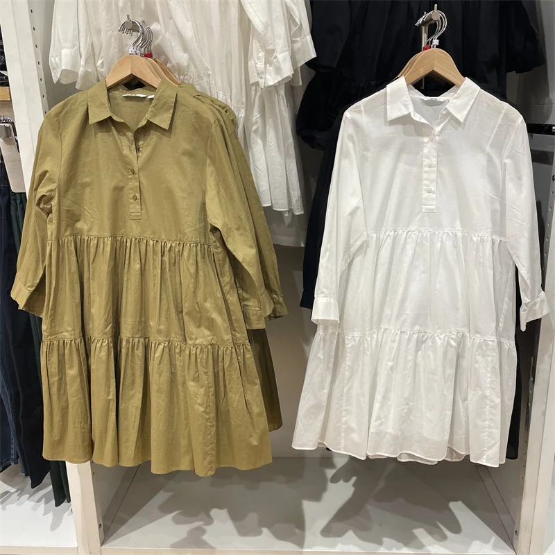 تنورة ربيعية من القطن بطبقات سبعة Sve Dr Cake على شكل حرف A Dr FX44504 للسيدات من Faion Commute Sle Long Sve...