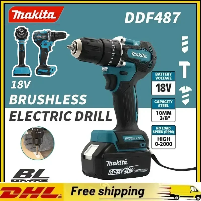 マキタ-ddf487-18v-ブラシレスコードレスドライバードリル-2速充電式ツール-diy-家庭修理および軽作業用