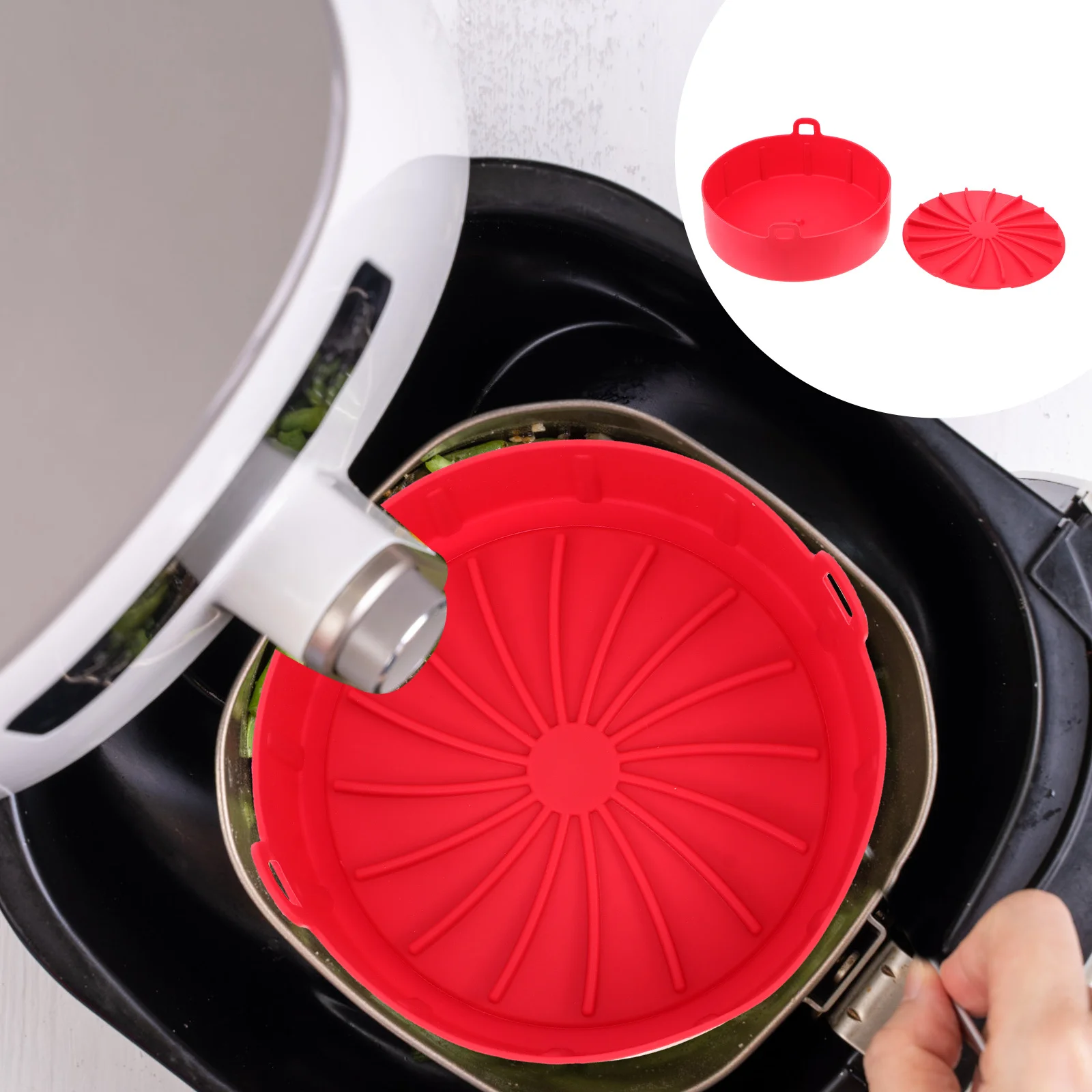 

1Pcs Red Silicone Baking Pan Multipurpose Air Fryer Oven Bbq Heat Resistant Silicone Bakeware Kitchen Ovenware Practical