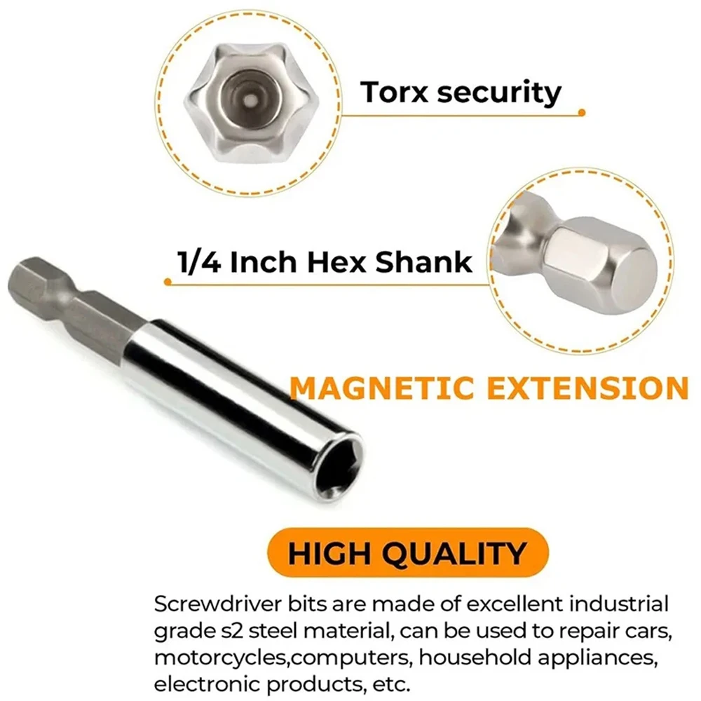 33pcs Safety Bit Set Magnetic Security Screwdriver Bit Torq Torx Hexagonal Star Spanner Electric Holder Bits Set for Screwing - view 8