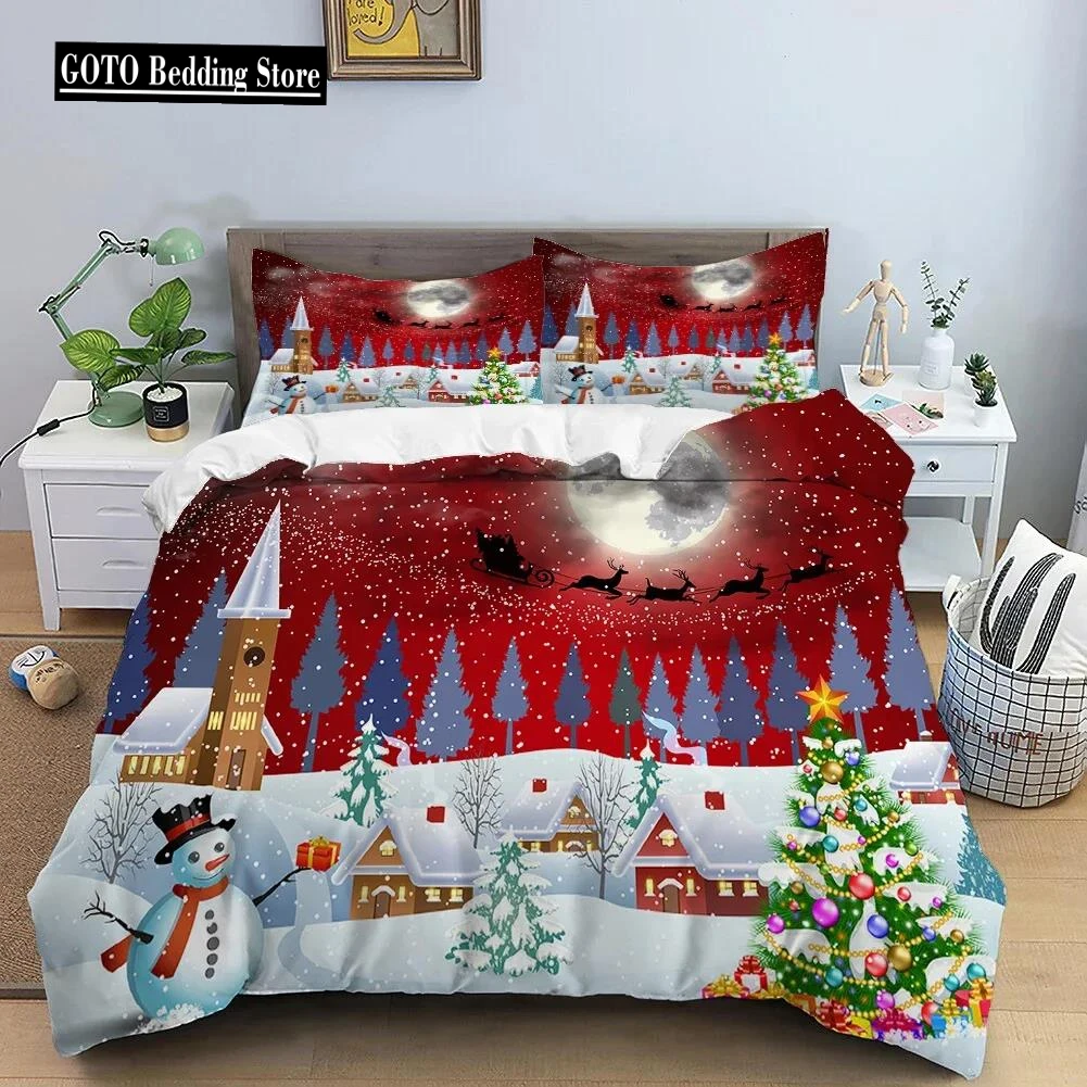 Christmas 3D Printing Digital Printing Bedding Set Duvet Cover Comforter Bed Single Twin Full king Queen Size Bedding Set Kids