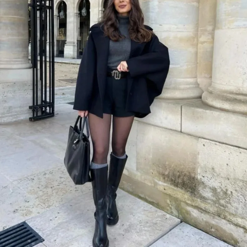 

Women's Oblique Button Loose Batwing Sleeve Jacket Coat Lapel Double Pocket Warm Solid Vintage Outerwear Fall Winter Coat