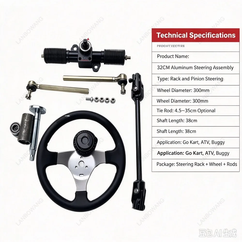 DIY 4‑Wheel Electric Car Steering Kit Aluminum Steering Wheel Universal Joint Assembly For Go‑Kart Modification