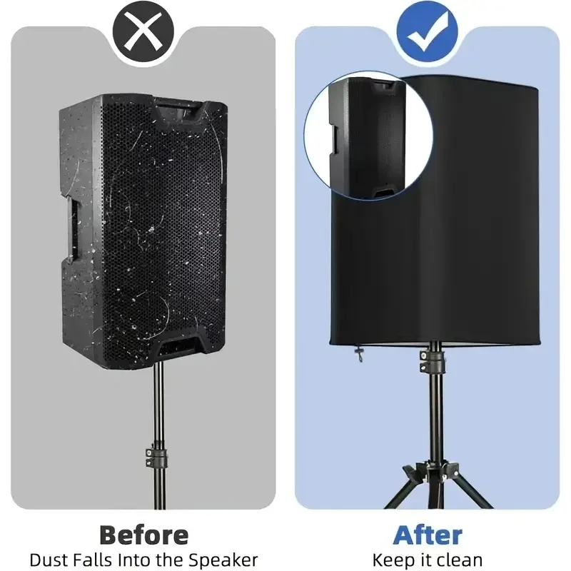 1pcs waterproof and dustproof speaker cover - Silvery Oxford cloth with drawstring bottom, black