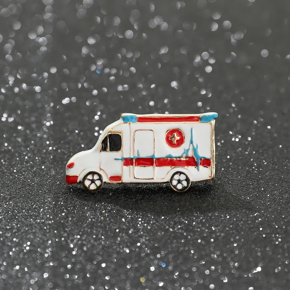 Hot Creative Ambulance Metal Badge Brooch All Match Enamel Badge Jewelry for Friend Hat Backpack Clothing Accessories