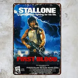 Rambo First Blood Film Movie Metal Aluminum Sign Posters Wall Decor 12X8Inch room decor  vintage