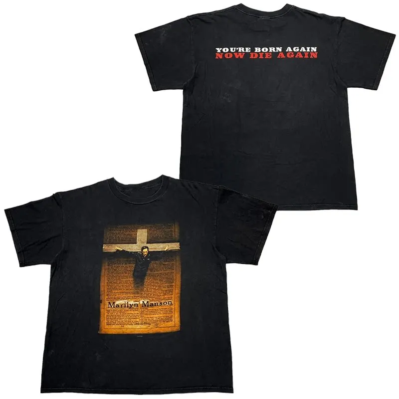 Summer 2026 Marilyn Manson Abstract American Retro Oversized Streetwear Summer Short-sleeved T-shirt