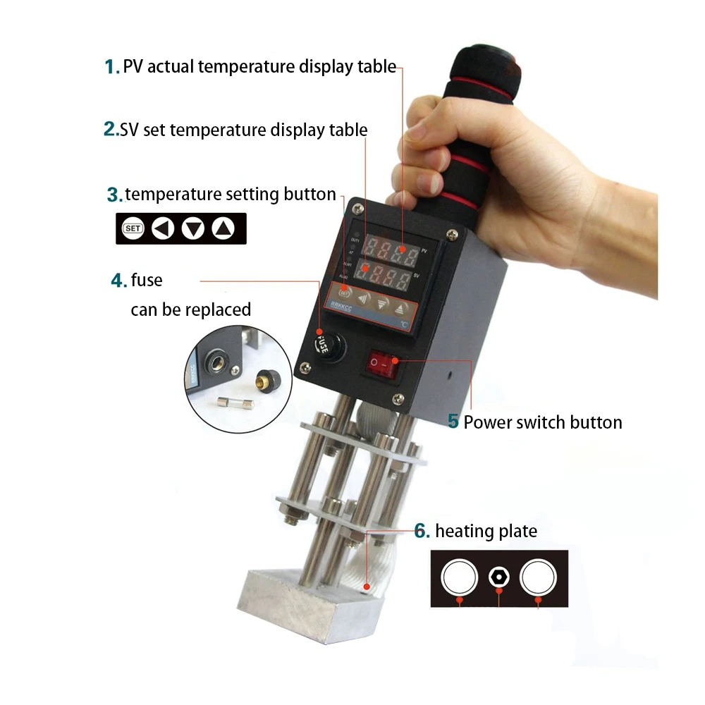 Leather Tools Handhold Hot Foil Stamping Machine Paper Craft Copper Mould stamp Wooden LOGO Labeling Soldering Hot Pressing Tool