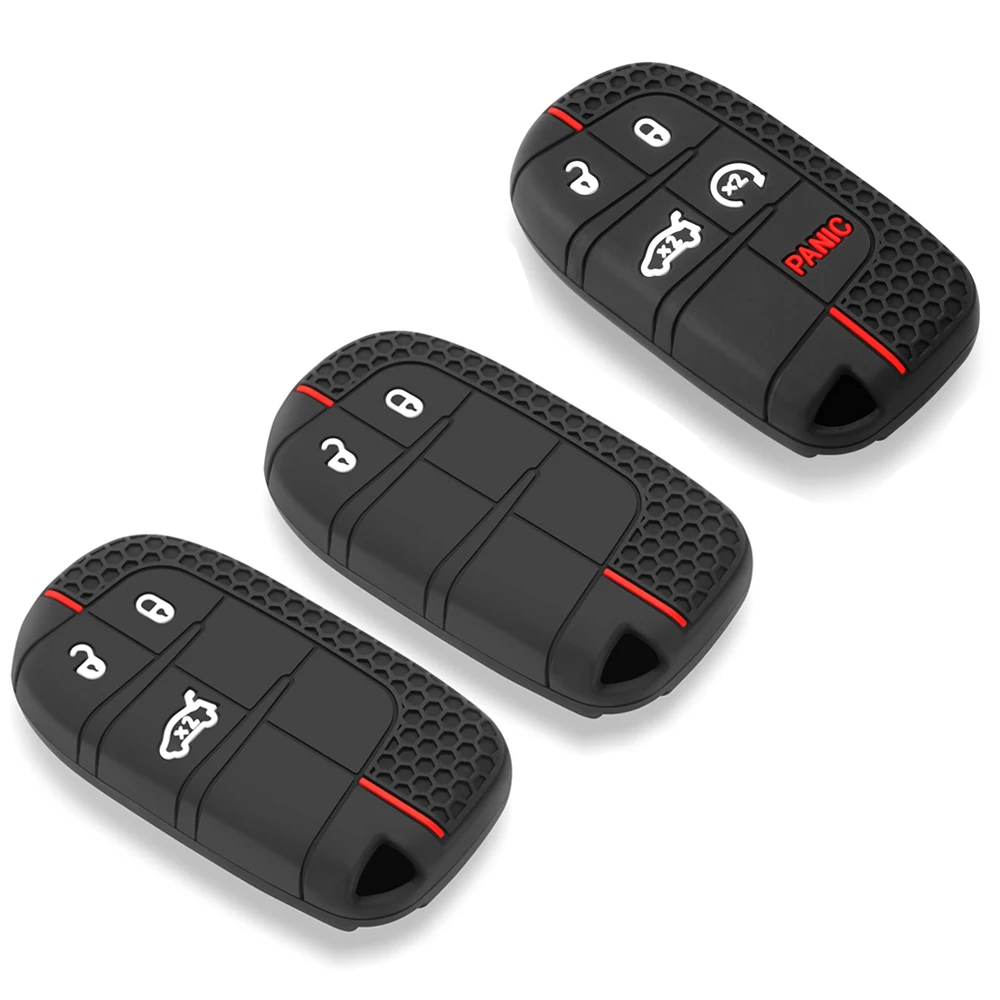

Silicone Smart Key Case Cover For Jeep Cherokee Compass Renegade/Fiat 500X/Dodge Charger Dart/Chrysler 200 300 Fob Shell