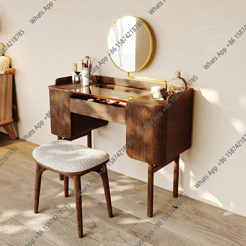 

W Североамериканский комод из черного ореха, роскошный светильник для маленькой квартиры, спальни, многофункциональный интегрированный столик для макияжа из цельного дерева