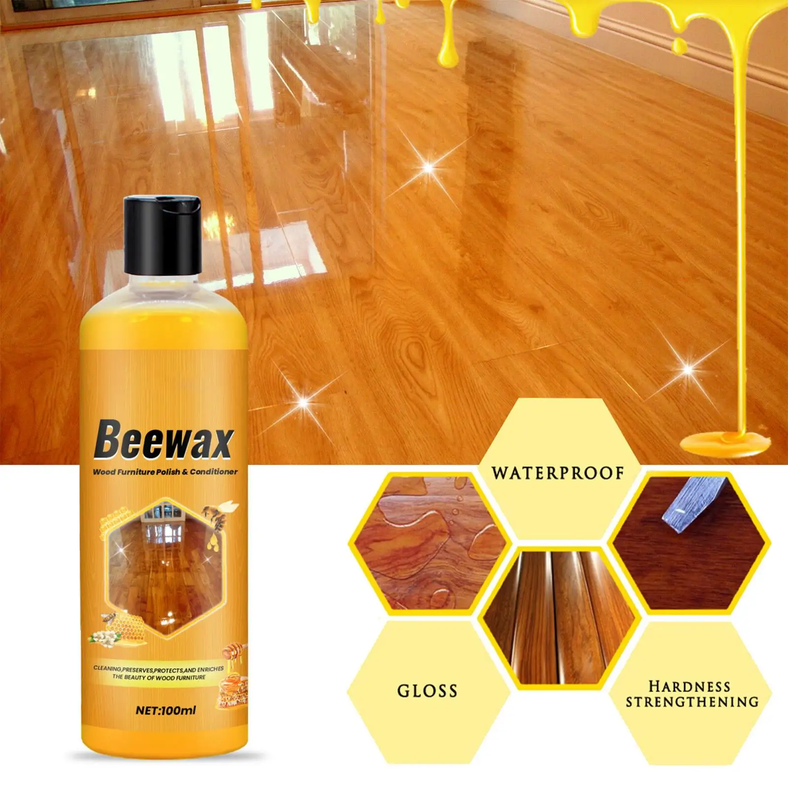 100ml Bees Wax Furniture Polished And Cleaner Agent Natural Bees Waxing Furniture Polished Long Lasting Wood Cleaner Protective