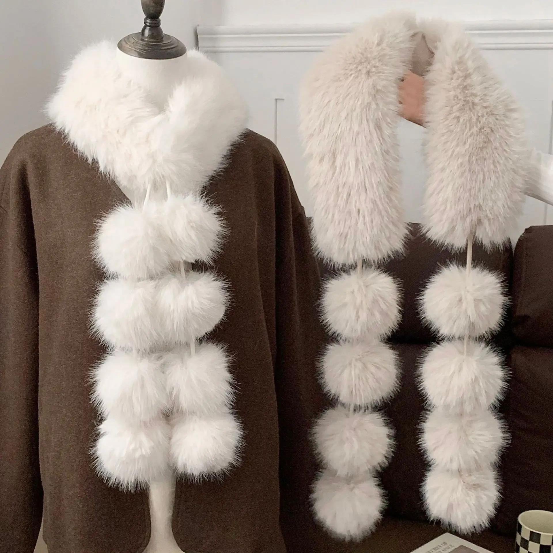 

Толстый зимний шарф из искусственного меха для женщин, модный однотонный длинный платок, уютный мягкий утеплитель для шеи, обертка для холодной погоды, аксессуар для холодного дня