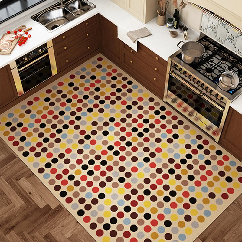 

Kitchen Large Area Rug Waterproof Oil-proof PVC Floor Mat Wipeable Easy-to-clean American Retro Style Soft Non-slip Carpet 주방카펫