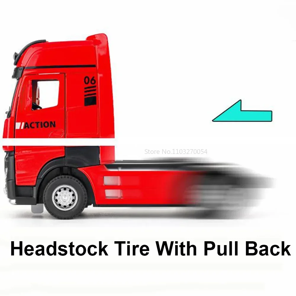 1/24 확장 버전 트레일러 헤드 머드 펌프 합금 자동차 모델 장난감 시뮬레이션 바디 도어 오픈 사운드 라이트 차량 모델 장식품