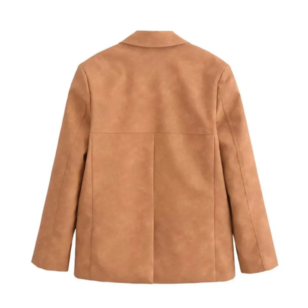 Costume rétro décontracté en Imitation peau de vache pour femmes, hauts et vestes, vêtements de Style européen et américain, vente en gros, nouvelle mode