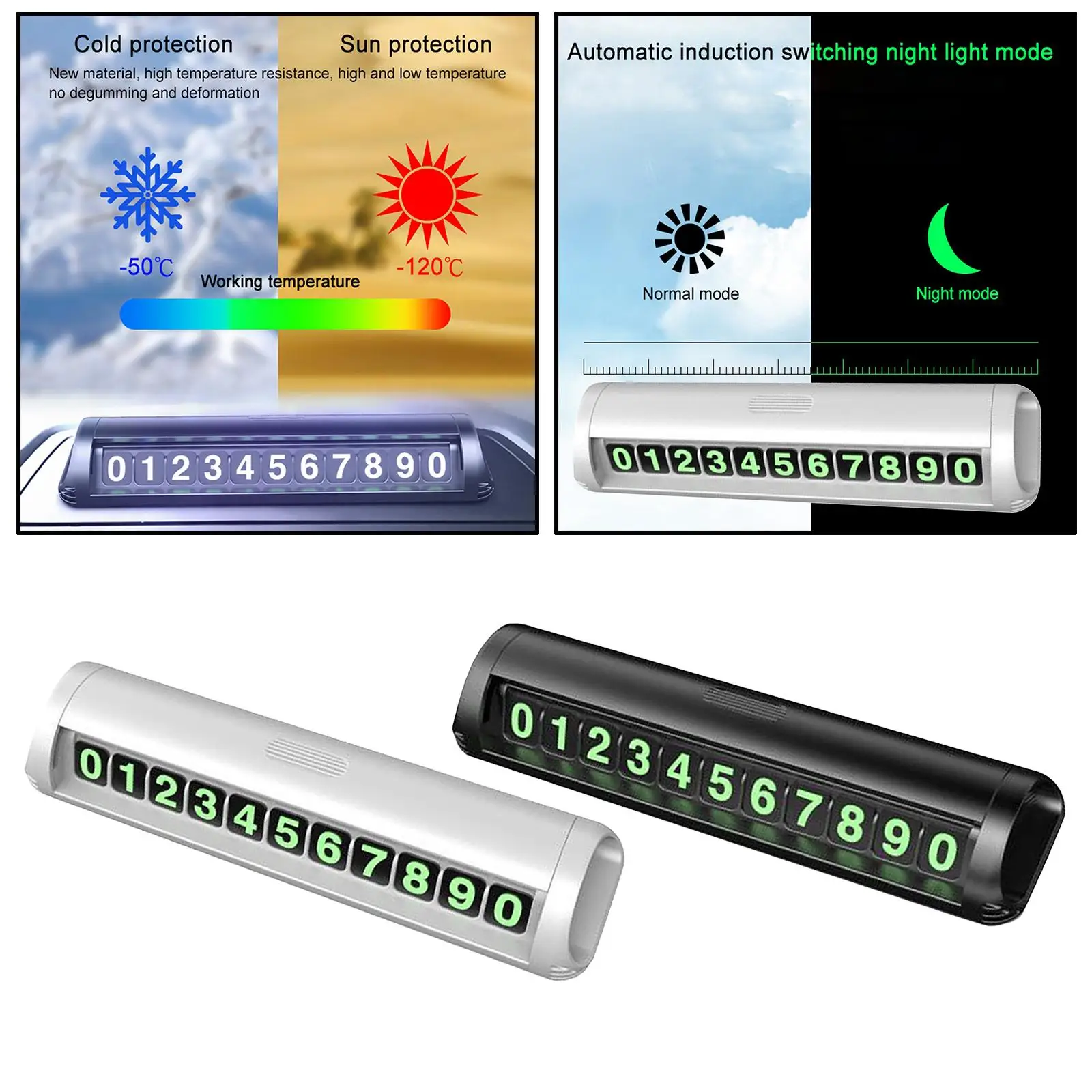Número secreto luminoso para aparcamiento de coche, placa de notificación de número de teléfono, tarjeta de estacionamiento temporal