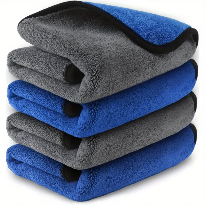 4pcs Super Soft Microfiber Suede Towel，800GSM Super Absorbent、Does not pill、Quick-Drying，Suitable for car beauty and cleaning