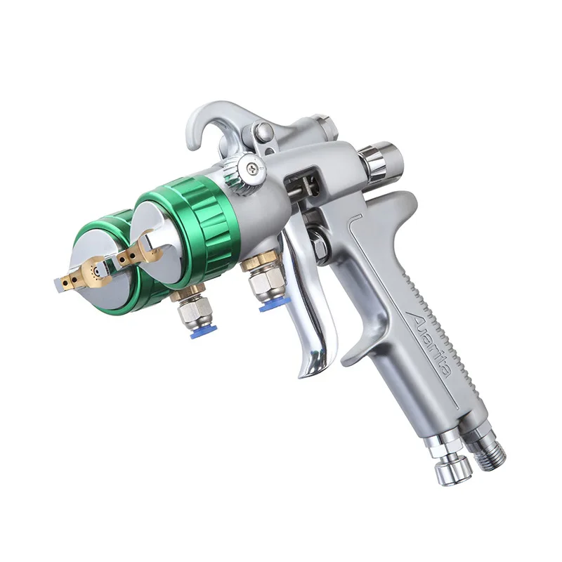 Double Head Spray Gun PT-29 Two-component Spray Gun 1000ml Internal Pressurization Energy Saving Belt 2 Lower Pot Two-way Pressu