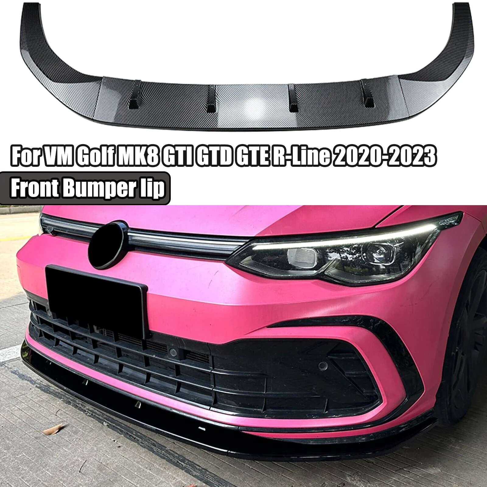 

For VolksWagen Golf MK8 Golf 8 GTI GTD GTE R-Line 2020-2023 Front Bumper Lip Maxton Style Splitter Spoiler Didffuser Exterior