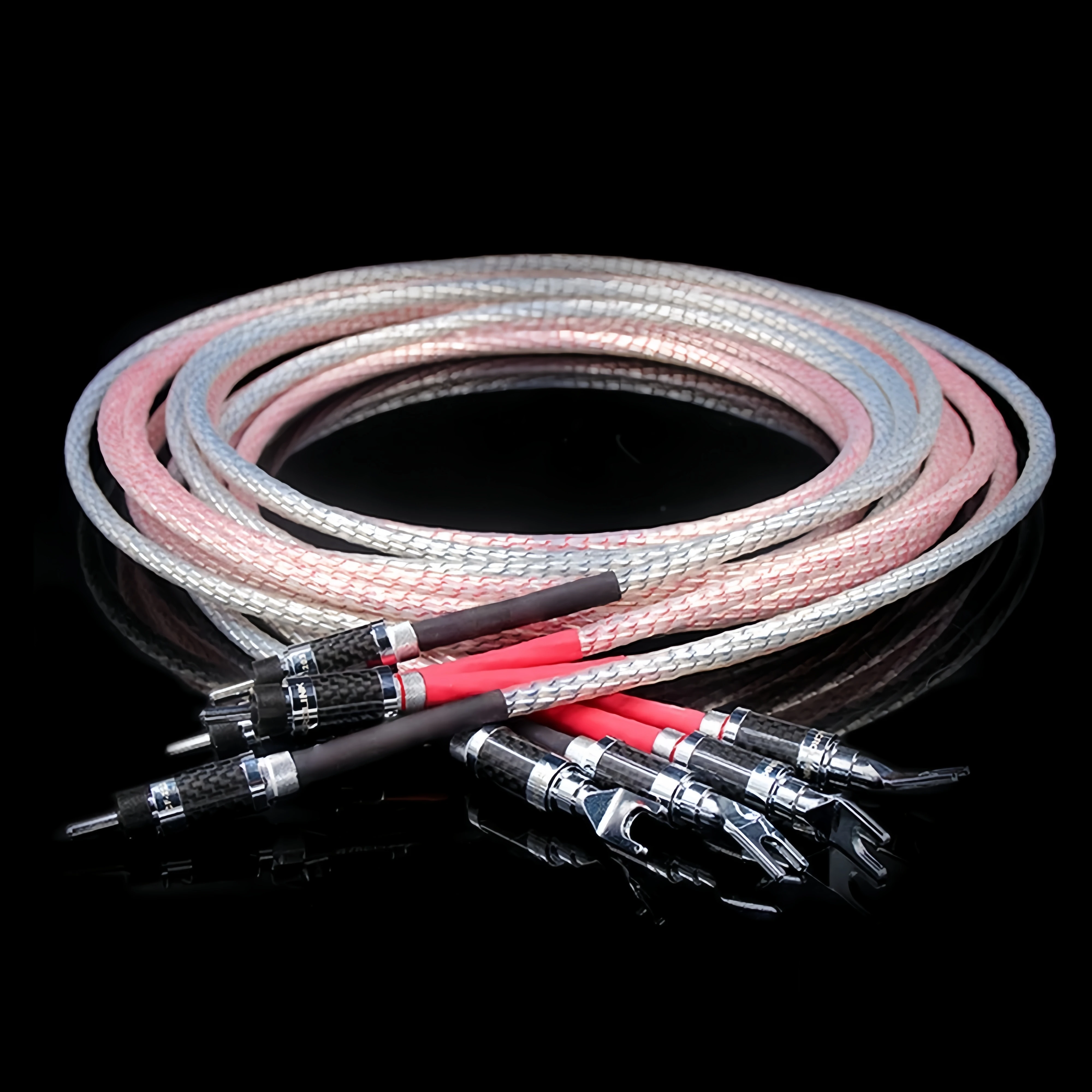 

Pair Preffair Crystal Copper Silver plated Audio Speaker Cable hifi Loundspeaker cable with carbon fiber Y spade connector