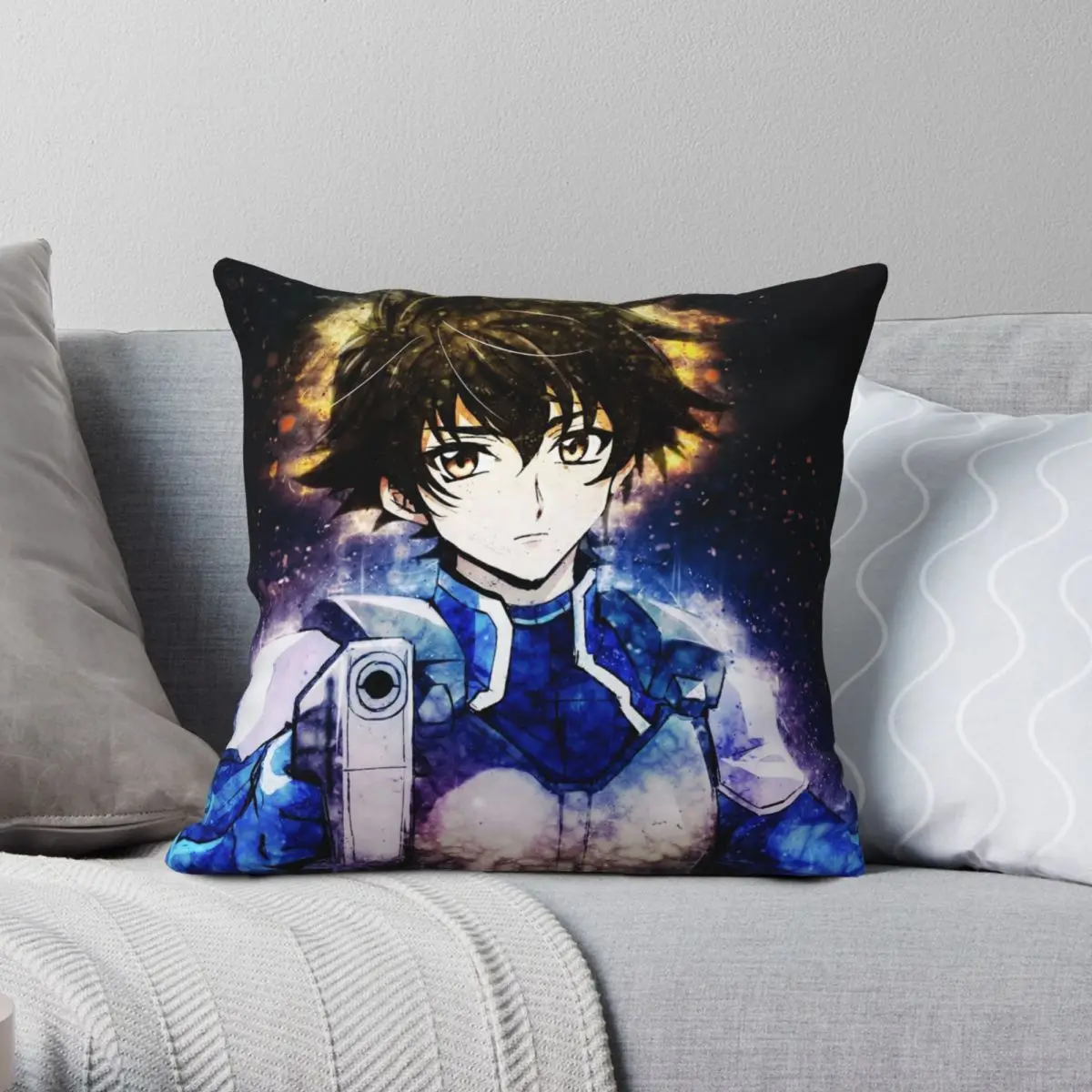 Setsuna F. Seiei Square Pillowcase Polyester Linen Velvet Creative Zip Decor Pillow Case Room Cushion Cover 18