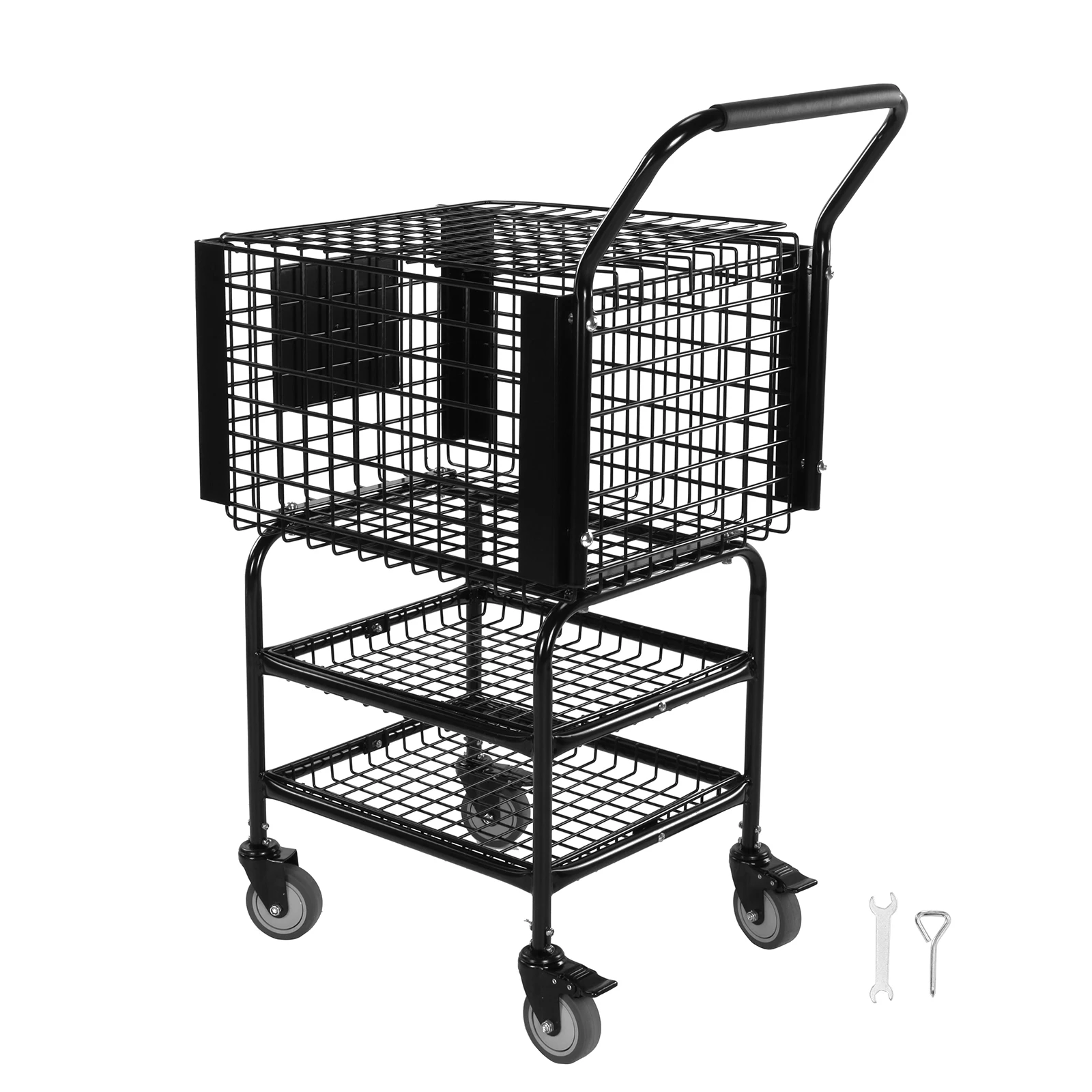 

Portable Tennis Cart Large Capacity Holds 350 Balls Portable Steel Ball Trolley for Teaching & Court Use
