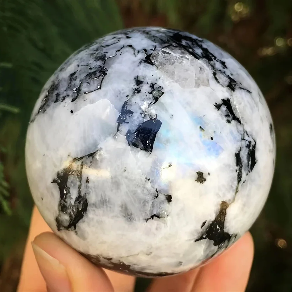 Natural Indian Moonlight Crystal Sphere, Hand-Polished, Has Healing Properties, Is An Energy Gem, Can Demagnetize And Perform Di