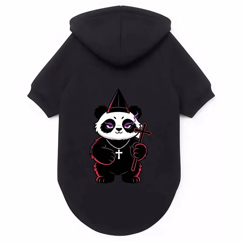 Gothic Panda Hoodie for Dogs, Cool Pet Sweatshirt, Fun Apparel.